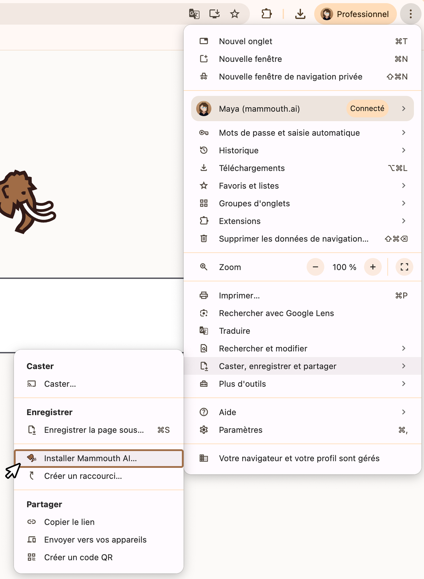 télécharger l'application de bureau mammouth