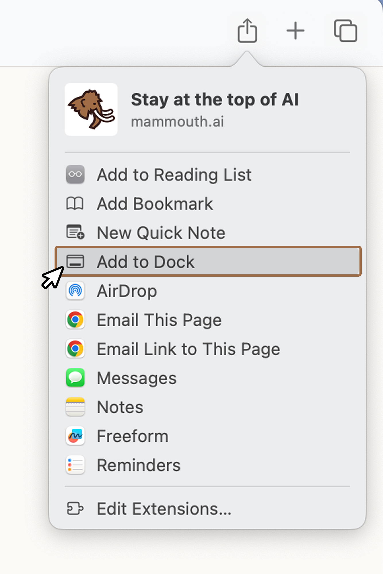 download mammouth desktop app on Safari